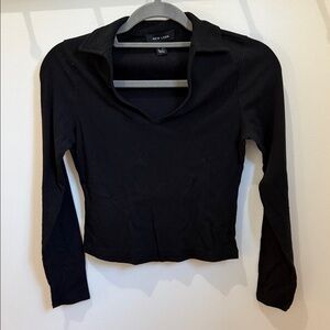 Like New Collared Ribbed Long Sleeve Shirt